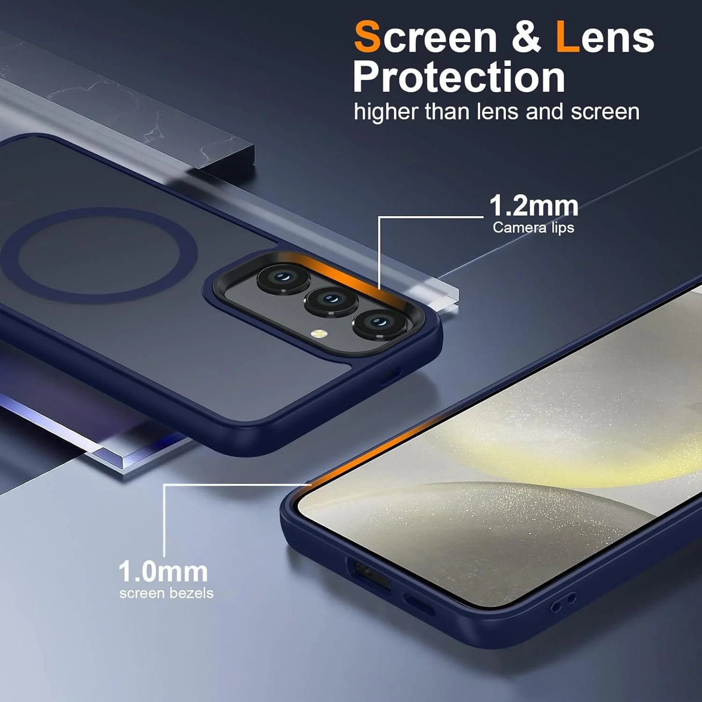 Phone Case Compatible with Magsafe for Samsung Galaxy S24 plus Magnetic Case, Heavy Duty Slim Dual Layer Shockproof Magnetic Case for Samsung Galaxy S24 Plus, Navy