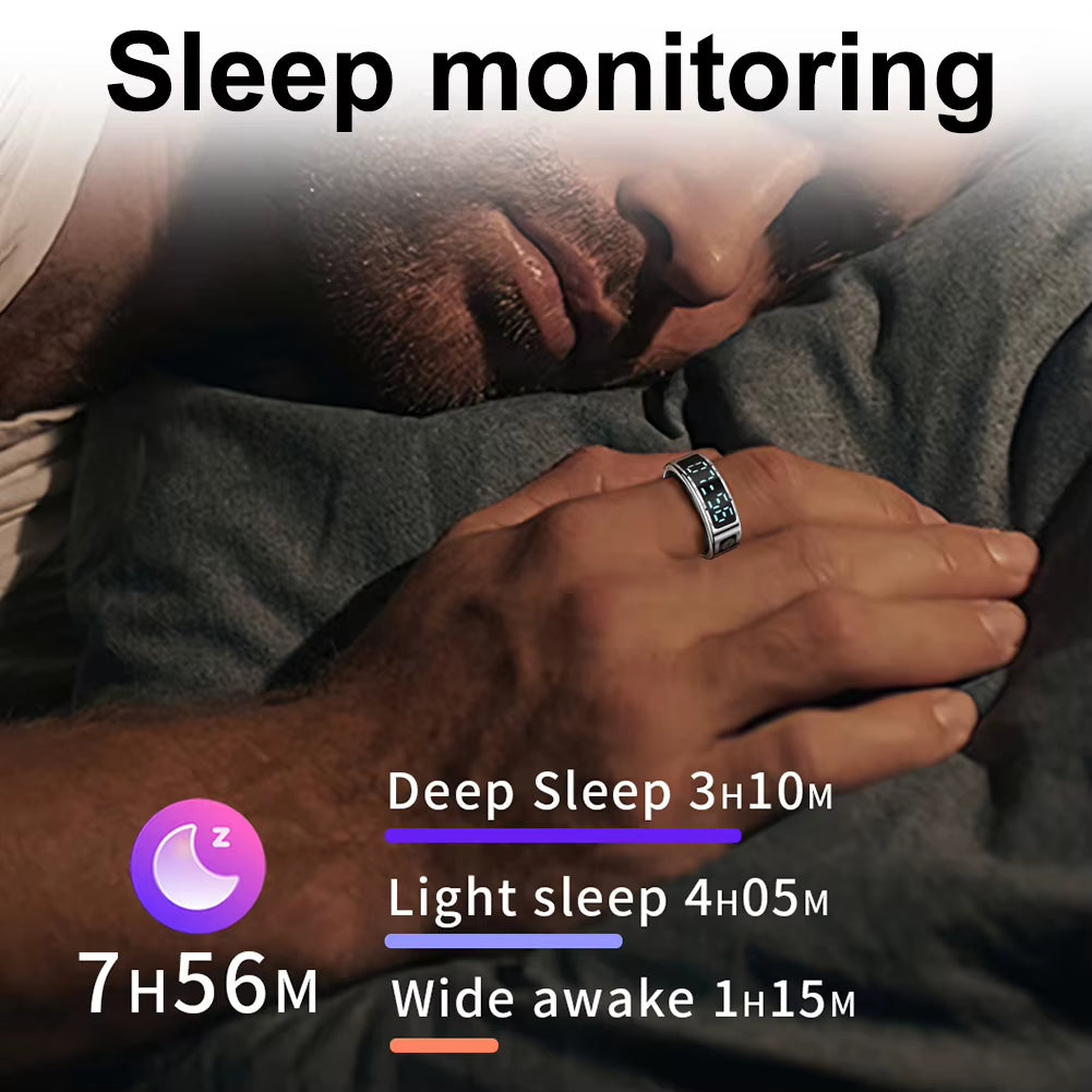 RS08 Smart Ring 5ATM Waterproof Fitness Tracker Bluetooth-Compatible 5.1 Heart Rate Blood Oxygen Sleep Monitoring for Men Women
