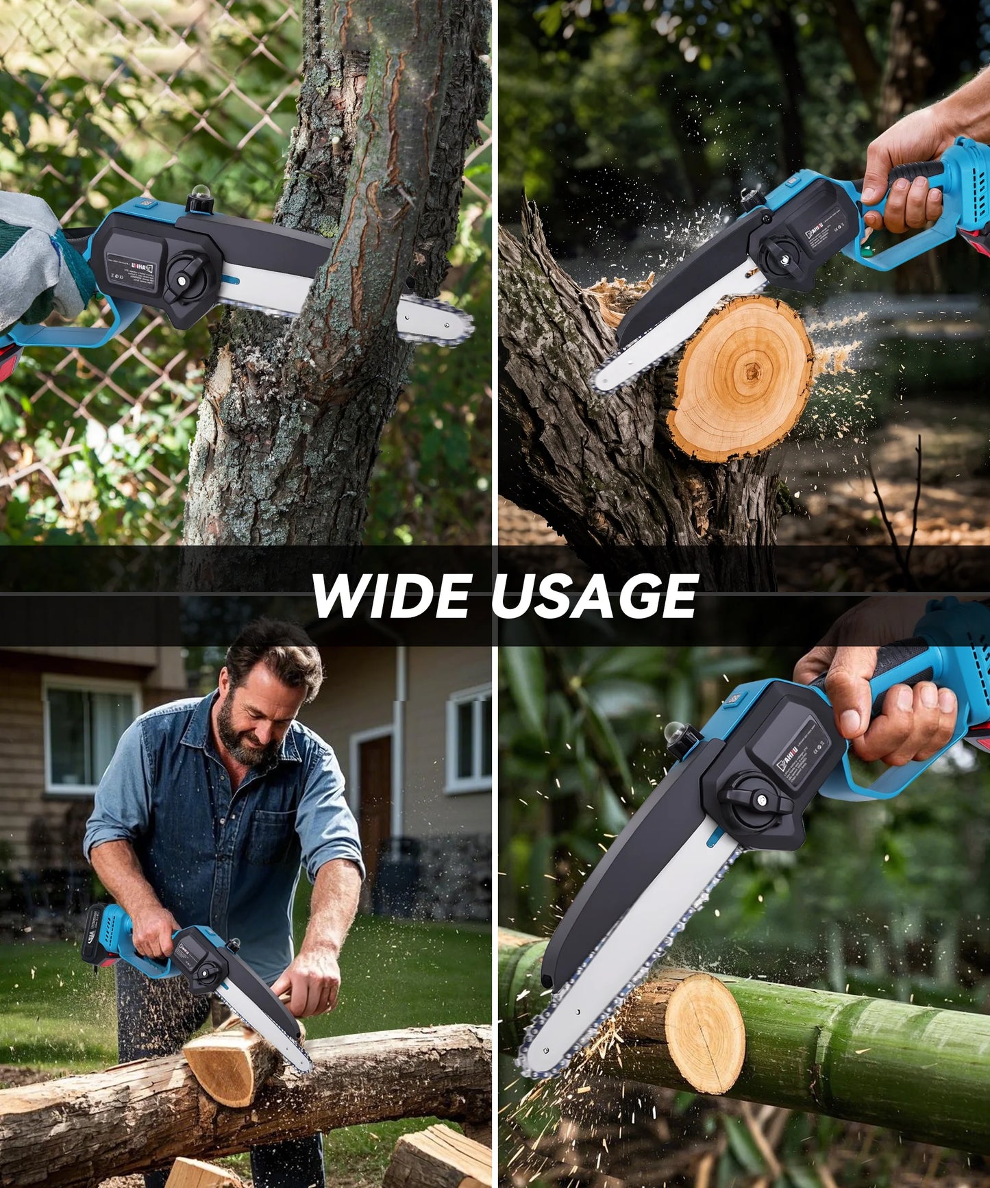 8 Inch Portable Electric Cordless Chainsaw, Mini Chainsaw Set with Oiler System, Battery Powered