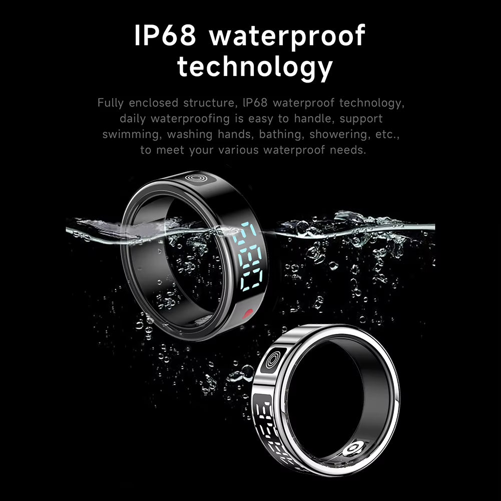 RS08 Smart Ring 5ATM Waterproof Fitness Tracker Bluetooth-Compatible 5.1 Heart Rate Blood Oxygen Sleep Monitoring for Men Women