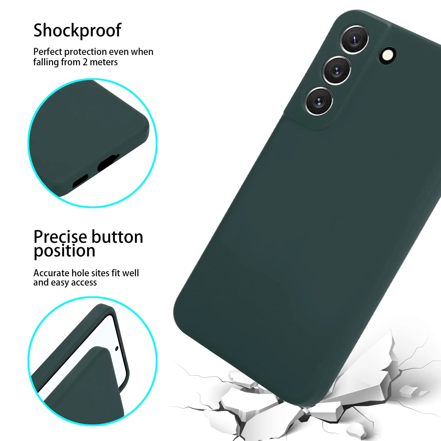 Samsung Galaxy S22 Case Silky Soft Touch, Liquid Silicone Protective Phone Case (Green)