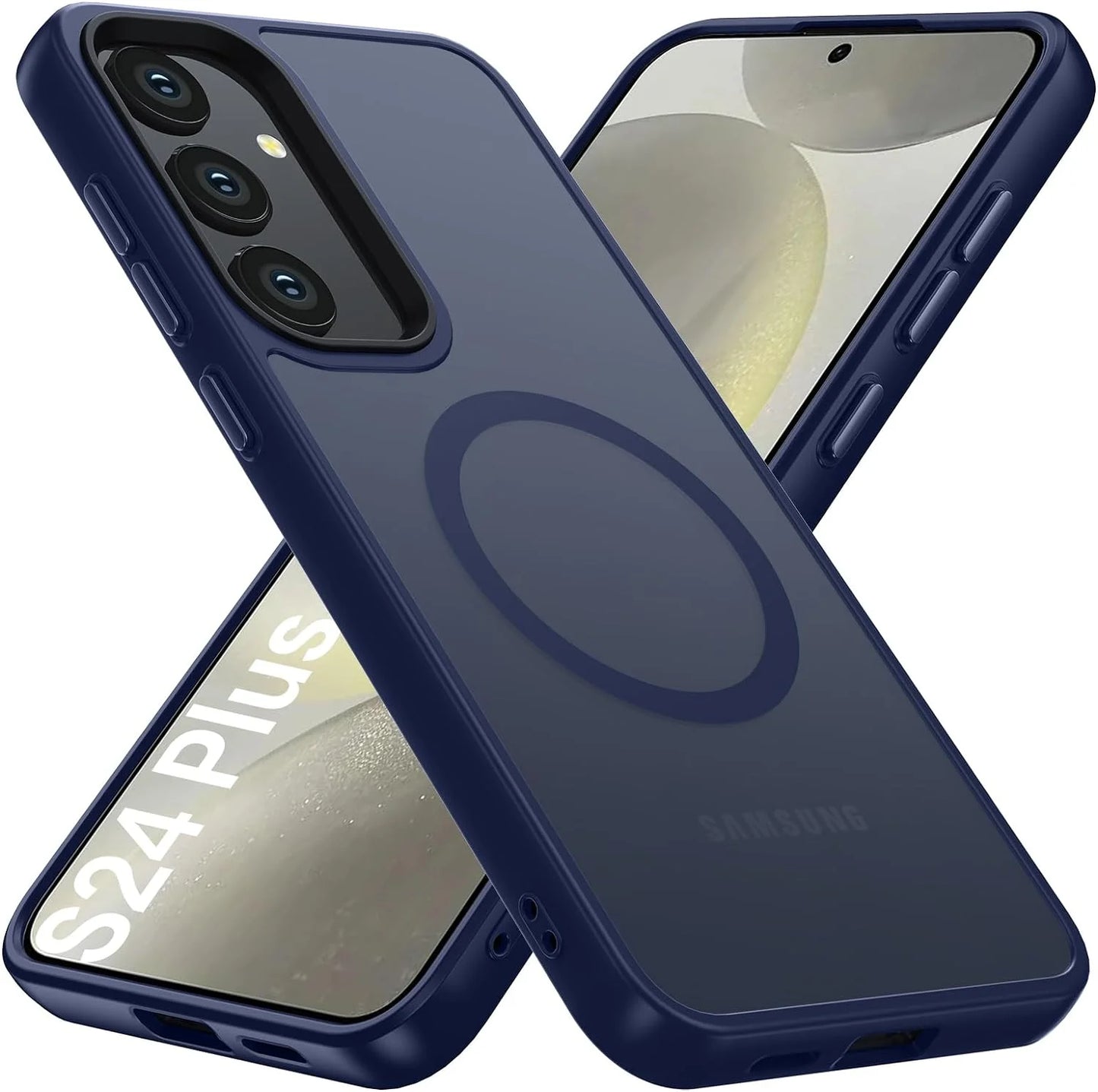 Phone Case Compatible with Magsafe for Samsung Galaxy S24 plus Magnetic Case, Heavy Duty Slim Dual Layer Shockproof Magnetic Case for Samsung Galaxy S24 Plus, Navy