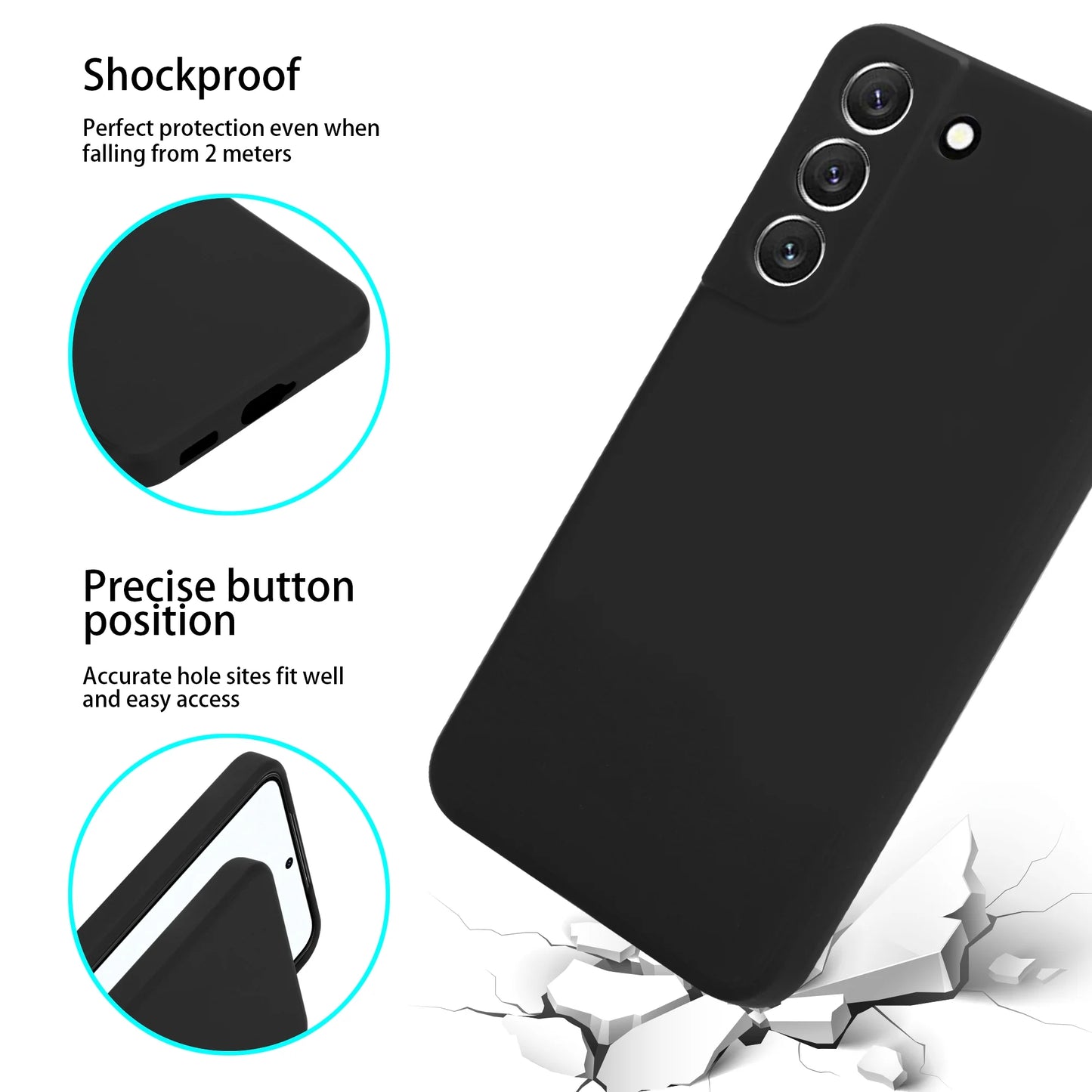 Samsung Galaxy S22 Case Silky Soft Touch, Liquid Silicone Protective Phone Case (Black)