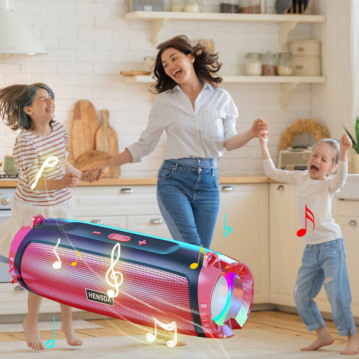 Wireless Smart Bluetooth Speaker High Volume Card Speaker Outdoor RGB Flashing Car Subwoofer Speaker Red