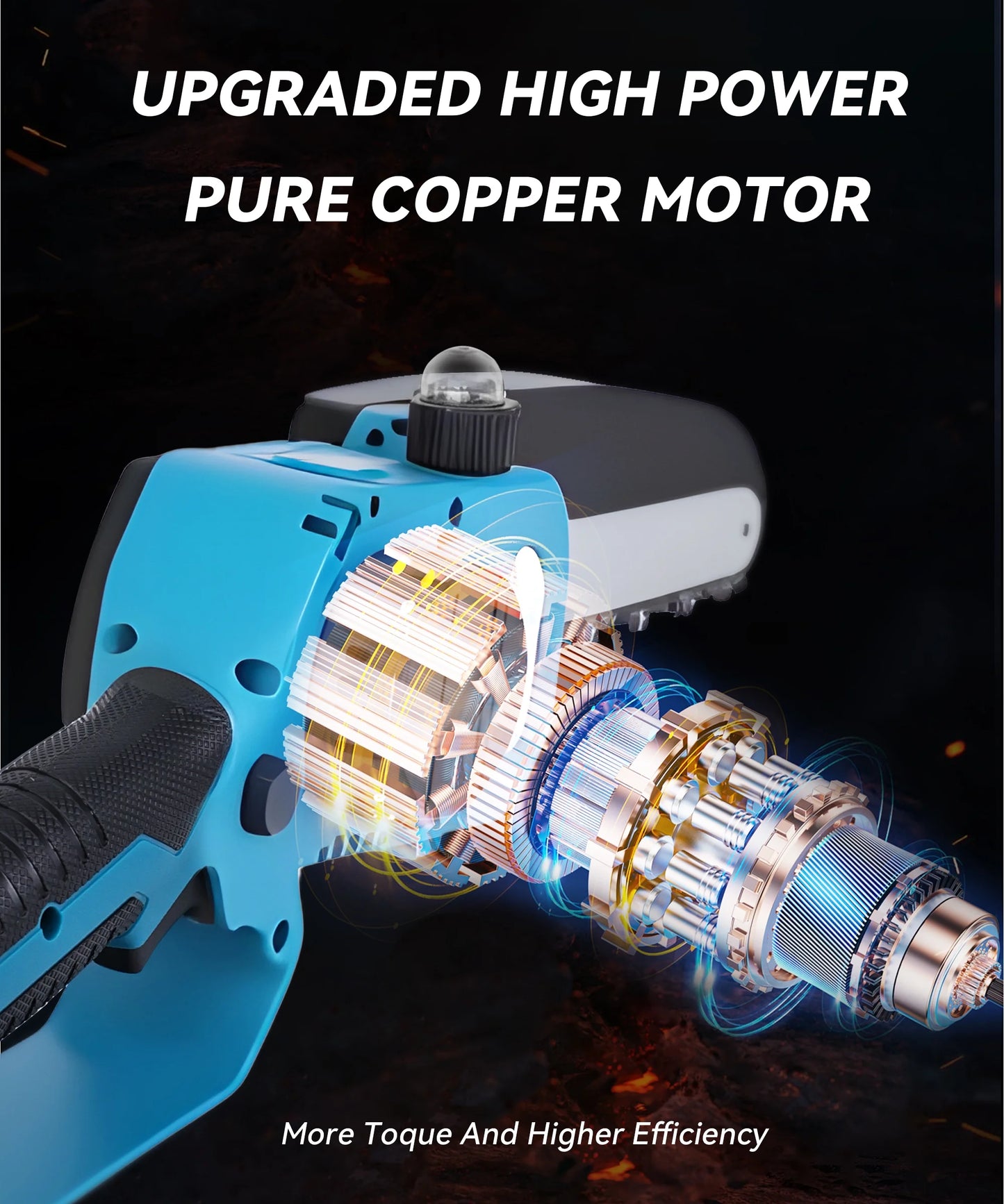 8 Inch Portable Electric Cordless Chainsaw, Mini Chainsaw Set with Oiler System, Battery Powered