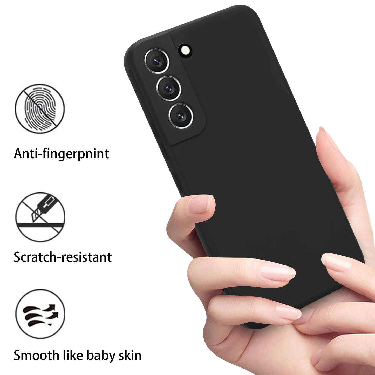 Samsung Galaxy S22 Case Silky Soft Touch, Liquid Silicone Protective Phone Case (Black)