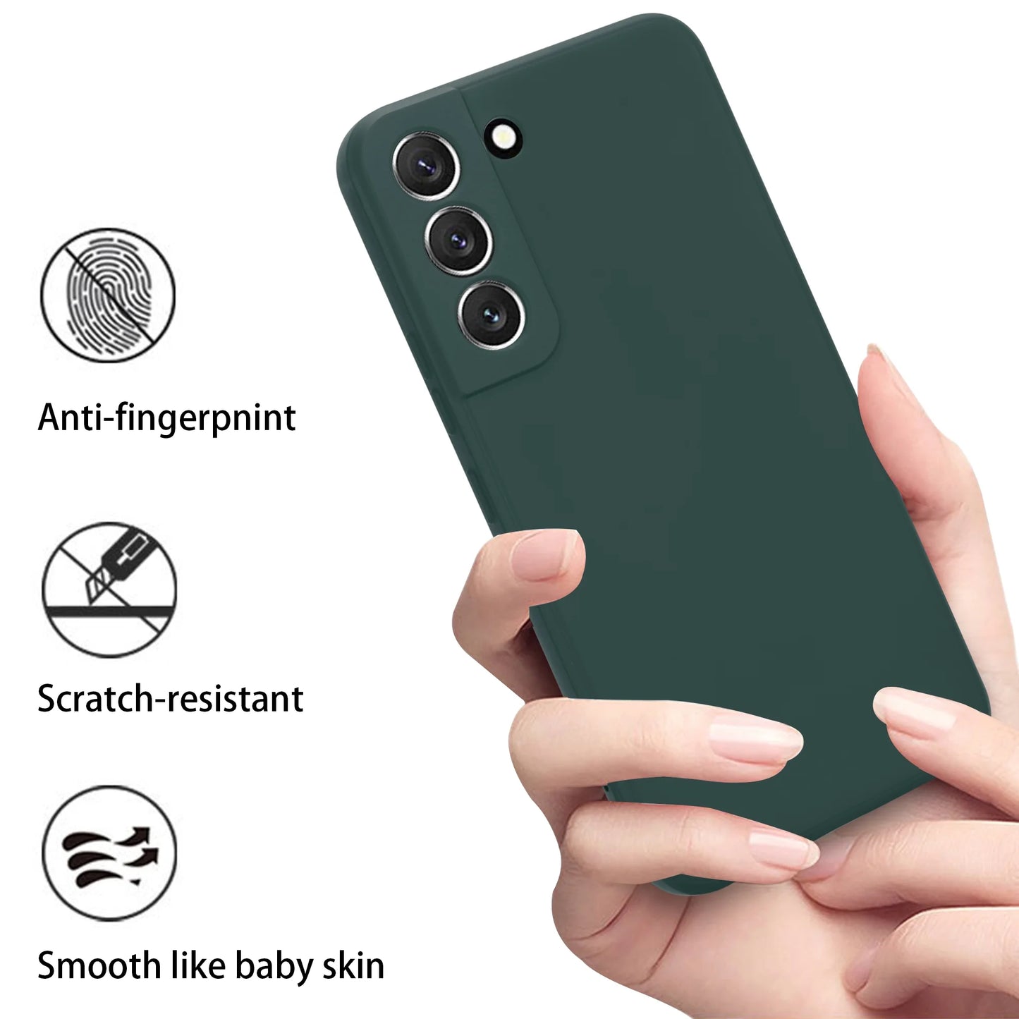 Samsung Galaxy S22 Case Silky Soft Touch, Liquid Silicone Protective Phone Case (Green)