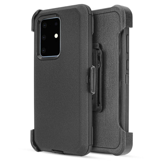 For Samsung Galaxy S20 Ultra G988 Case Phone Case Dual Layer Full-Body Rugged Clear Back Case Drop Resistant Shockproof Case with Built in Screen Protector (Black)