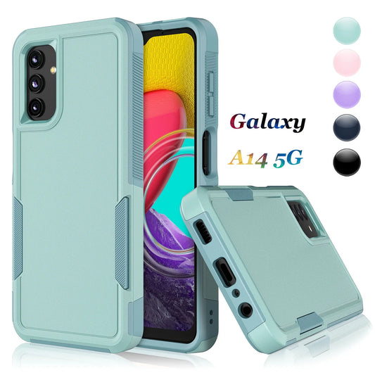 For Samsung Galaxy A14 5G Case, 2 in 1 PC Phone Case for Galaxy A14 5G 6.6" 2022 Case,  Rubber & Rugged Shockproof Full Body Protection Case Cover - Light Green